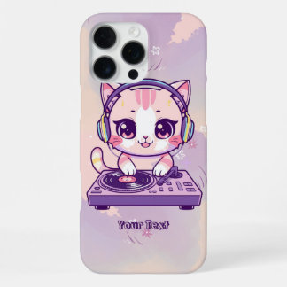 音楽好きのためのキュートなキャットDJ パステルカラーカワイイスタイル iPhone 16 PRO MAXケース