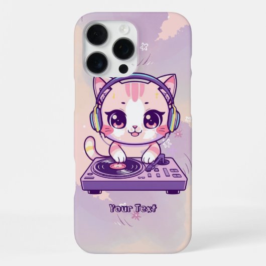 音楽好きのためのキュートなキャットDJ パステルカラーカワイイスタイル iPhoneケース (裏面)