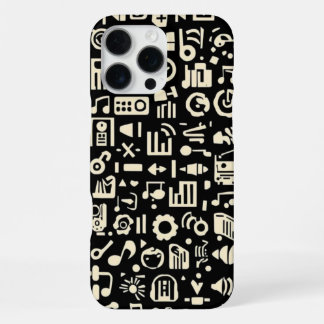 音楽好きのためのクールな黒と白のパターン iPhone 16 PRO MAXケース