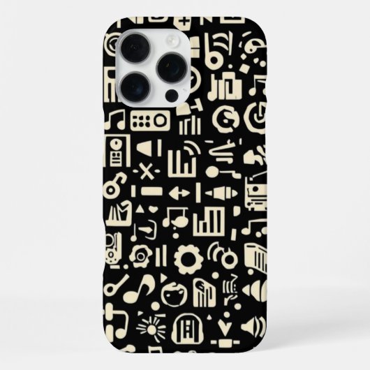 音楽好きのためのクールな黒と白のパターン iPhoneケース (裏面)