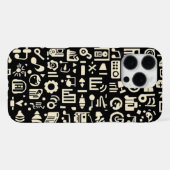 音楽好きのためのクールな黒と白のパターン iPhoneケース (裏面横)