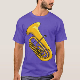 音楽好きのためのチューバ楽器 楽しいデザイン Tシャツ