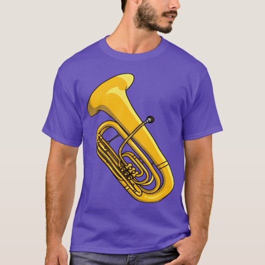 音楽好きのためのチューバ楽器 楽しいデザイン Tシャツ (正面)