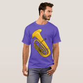 音楽好きのためのチューバ楽器 楽しいデザイン Tシャツ (正面フル)