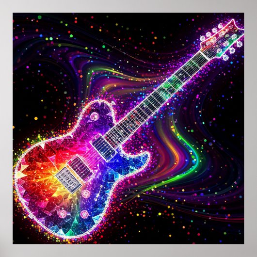 🎸 音楽好きのためのレインボーエレクトリックギター デコレーション (正面)