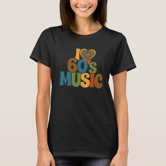 音楽好きのためのレトロカラーが映える60年代音楽Tシャツ Tシャツ (正面)
