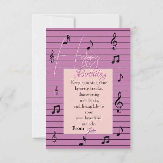 音楽好きの誕生日 カード (正面)