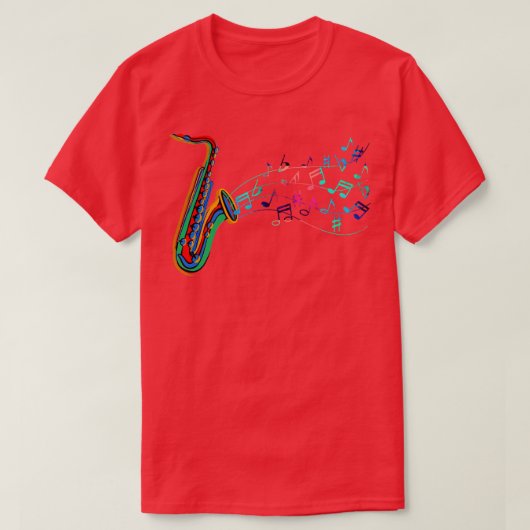 音楽好きサックスカラフルフォン Tシャツ (デザイン正面)