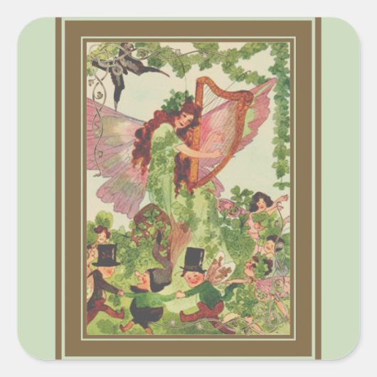 音楽妖精の国遊の音楽 スクエアシール (正面)