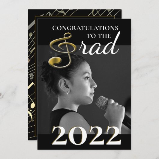 音楽学生卒業発表トレブルクレフ、 音符記号 案内状 (正面/裏面)