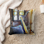 音楽室でハープ クッション (ブランケット)