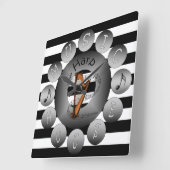 音楽家の時計の~のハープの~の螺線形のスケールの~Stripesの~ スクエア壁時計 (傾斜)