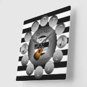 音楽家の時計の~Acousticギターの~Spiralスケールの~ スクエア壁時計 (傾斜)