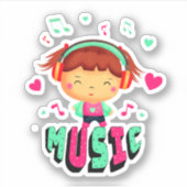 音楽小さな女の子 シール (正面)