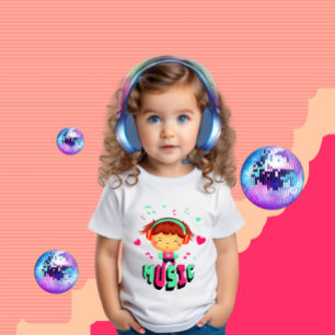 音楽小さな女の子 ベビーTシャツ