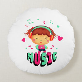 音楽小さな女の子 ラウンドクッション