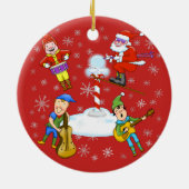 音楽小妖精や小人クリスマスバンドクリスマスオーナメント セラミックオーナメント (裏面)