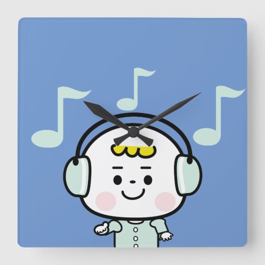 音楽少年 スクエア壁時計 (正面)