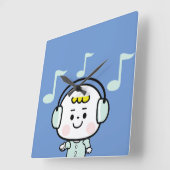 音楽少年 スクエア壁時計 (傾斜)