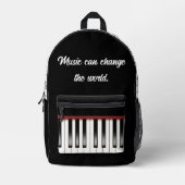 音楽引用文付きピアノ鍵盤 プリントバックパック (正面)