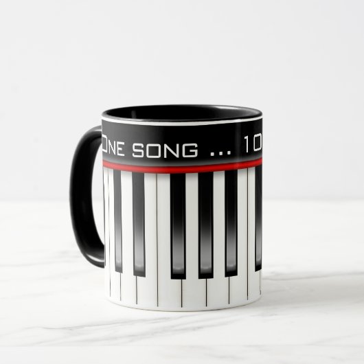 音楽引用文付きピアノ鍵盤 マグカップ (正面左)