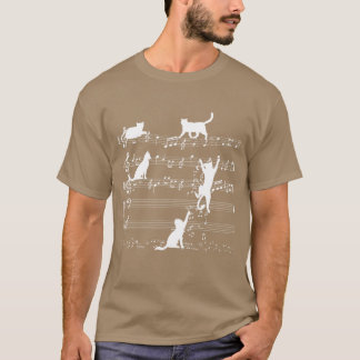 音楽愛のネコ 音符で演奏するミュージシャン v tシャツ