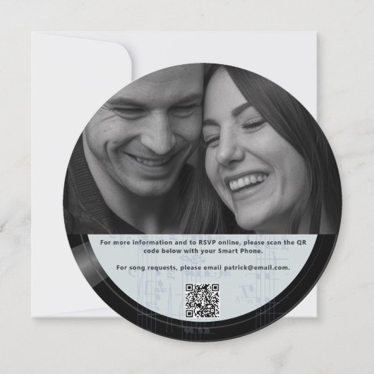 音楽愛好家すべての1枚の写真QRロック私たち結婚の 招待状 (裏面)