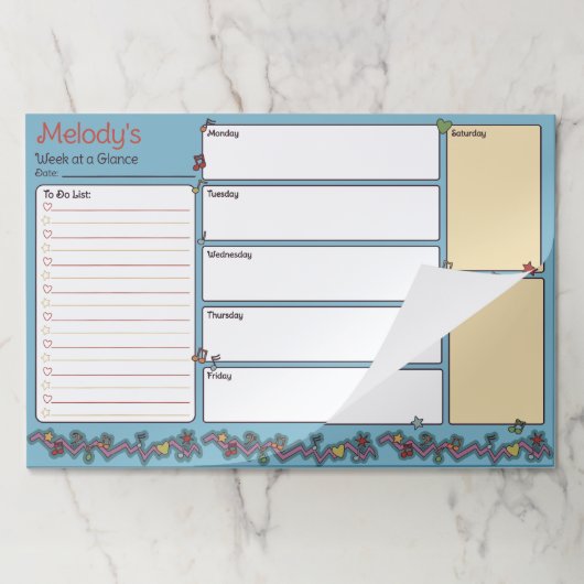 音楽愛好家のためのドードルズウィークリープランナー 子供へ ペーパーパッド (折り畳み)