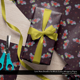音楽愛好家のためのラブノートドードル ラッピングペーパー