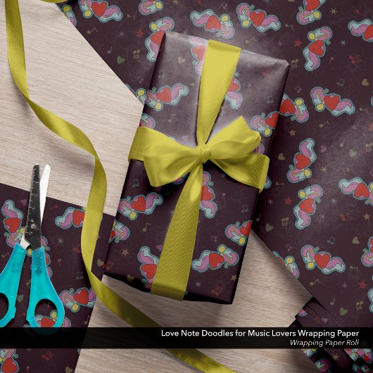 音楽愛好家のためのラブノートドードル ラッピングペーパー