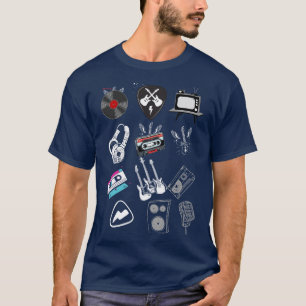 音楽愛好家のためのTシャツ海軍デザイン Tシャツ