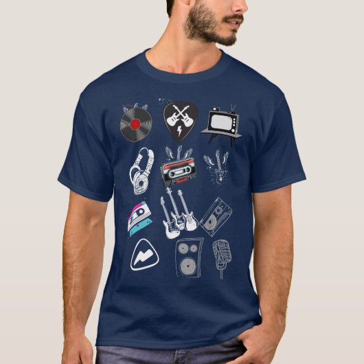 音楽愛好家のためのTシャツ海軍デザイン Tシャツ (正面)