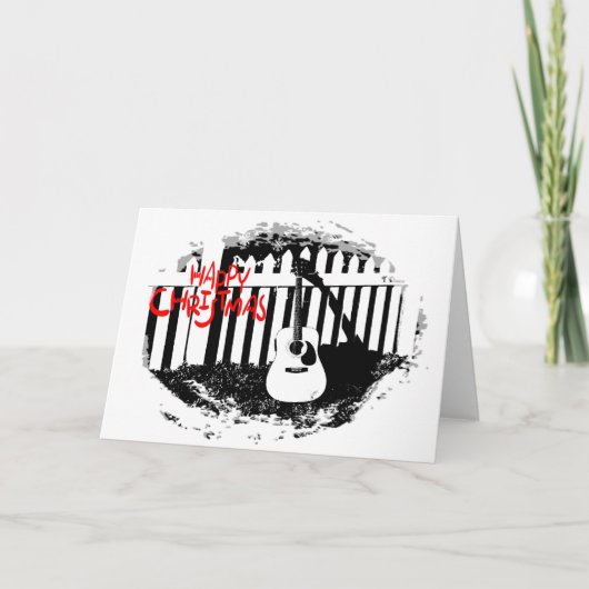 音楽愛好家のクリスマス – アコースティックギタークリスマス シーズンカード (正面)
