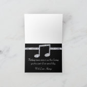 音楽愛好家のダイヤモンドが黒い結婚式で輝く サンキューカード (内部)