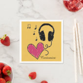 音楽愛好家ハートヘッドフォンナプキン スタンダードカクテルナプキン (インサイチュ)