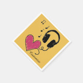 音楽愛好家ハートヘッドフォンナプキン スタンダードカクテルナプキン (角)