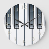 音楽愛好家ピアノ鍵ラウンドウォールクロック ラージ壁時計 (正面)