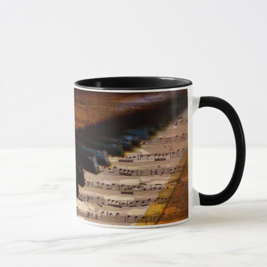 音楽愛好者|のヴィンテージの音符のピアノ鍵 マグカップ (右)
