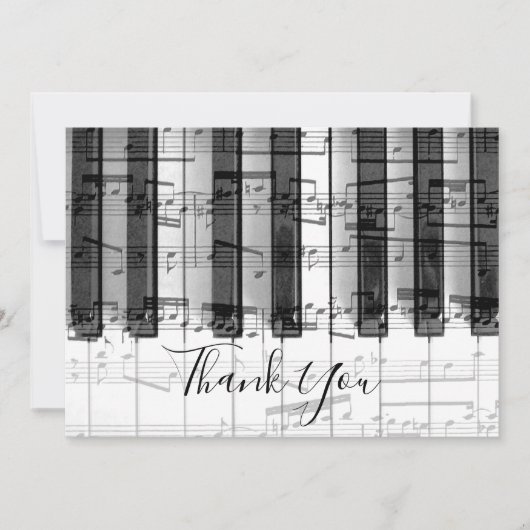音楽感謝していピアノの音符 サンキューカード (正面)
