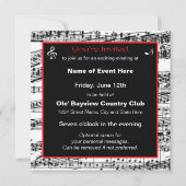 音楽招待状 – オプションの用途 招待状 (裏面)