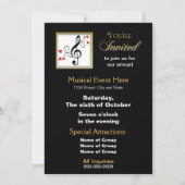 音楽招待状 – ノート/キーボード 招待状 (裏面)