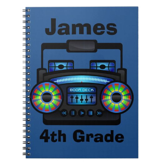音楽携帯用ステレオのカスタムで青いノート ノートブック (正面)