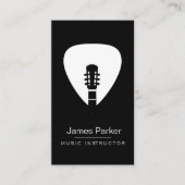 音楽教師のギターのロゴのミニマリストのミュージシャン 名刺 (正面)