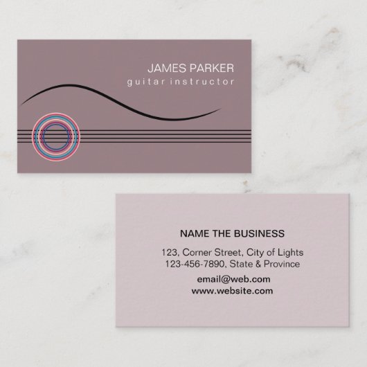 音楽教師のギターのロゴのミニマリストの歌手 名刺 (正面/裏面)