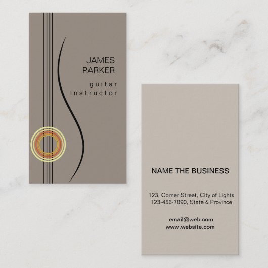 音楽教師のギターのロゴのミニマリストの歌手 名刺 (正面/裏面)