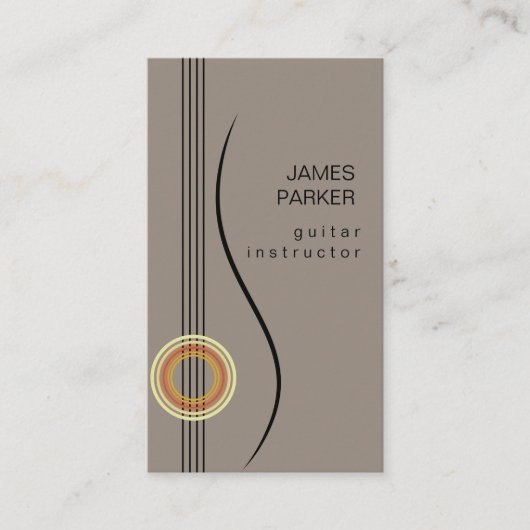 音楽教師のギターのロゴのミニマリストの歌手 名刺 (正面)