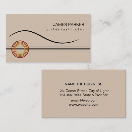 音楽教師のギターのロゴのミニマリストの歌手 名刺 (正面/裏面)