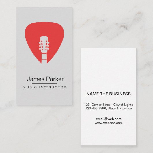 音楽教師ギターロゴミニマルミュージシャン 名刺 (正面/裏面)