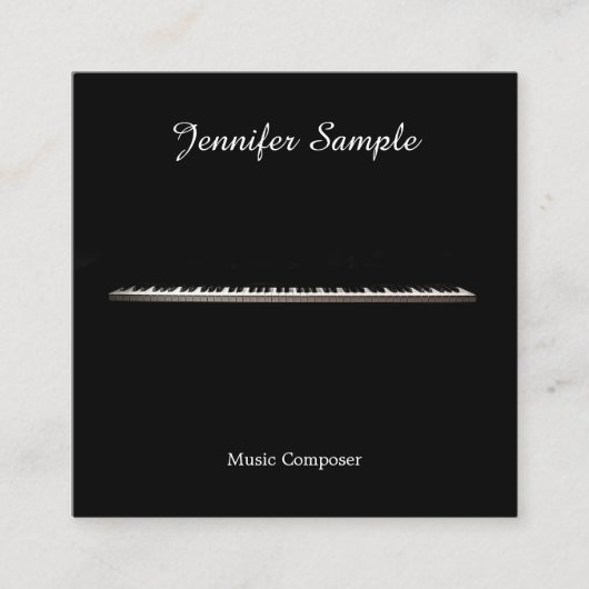 音楽教師先生エレガントモダンテンプレート スクエア名刺 (正面)