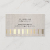 音楽教師 ゴールドピアノ 楽器 エレガントリネン 名刺 (裏面)